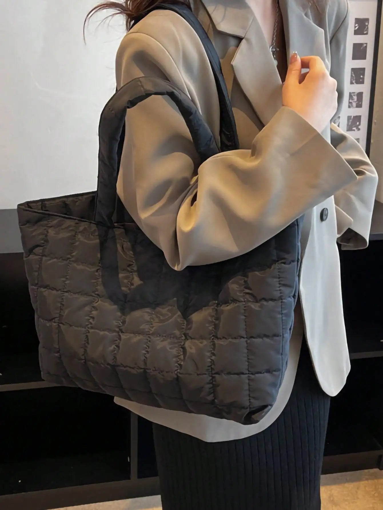 Trending Quilted Puffy Tote Bag